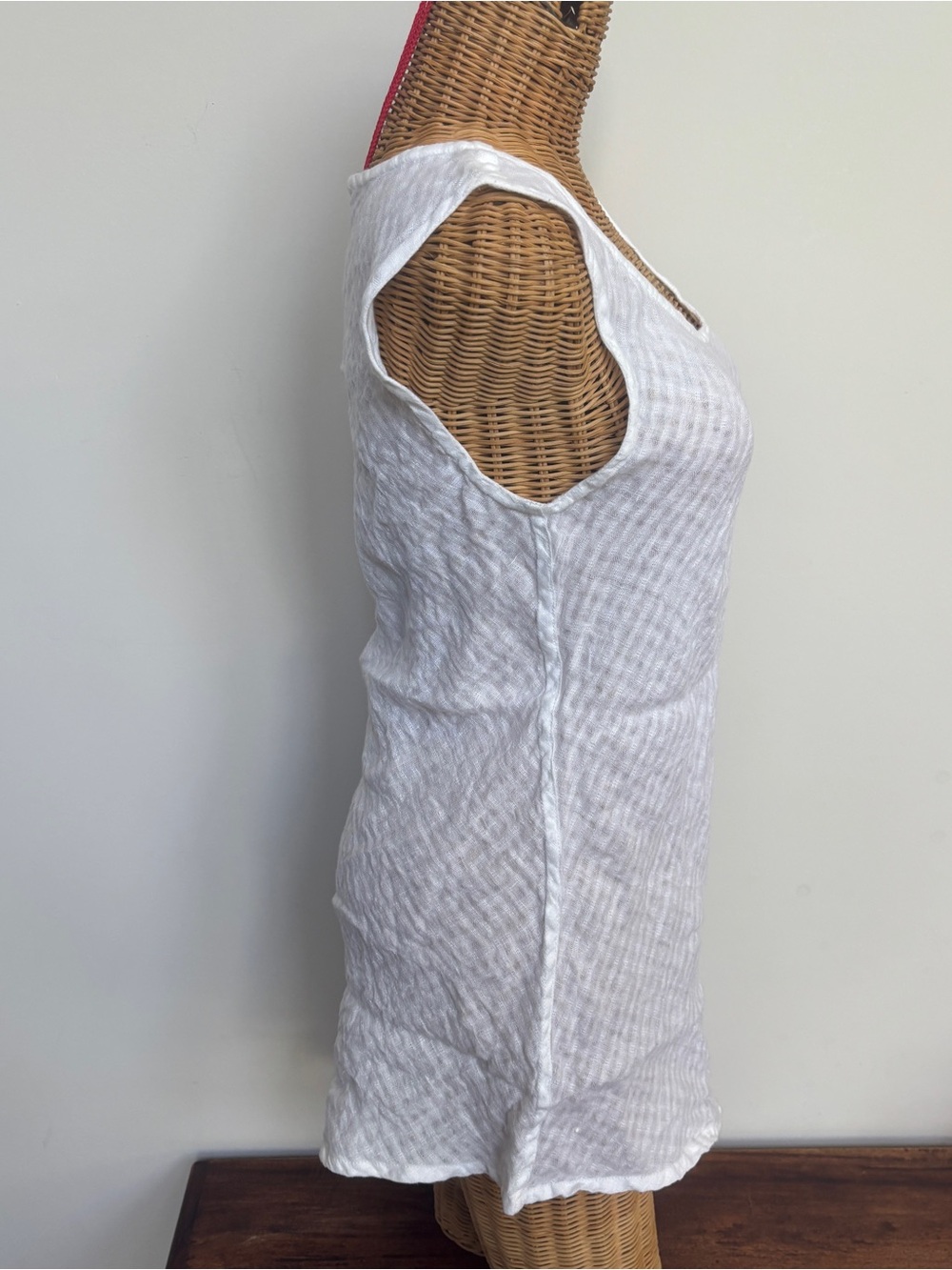FLAX Asymmetrical Linen Tunic Top White Gingham Sleeveless Small - Picture 4 of 13